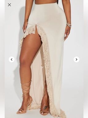 Fashion Nova Cream Crochet Halter Swim Coverup skirt